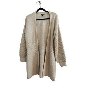 Topshop cream long cardigan textured cable knit size medium 8